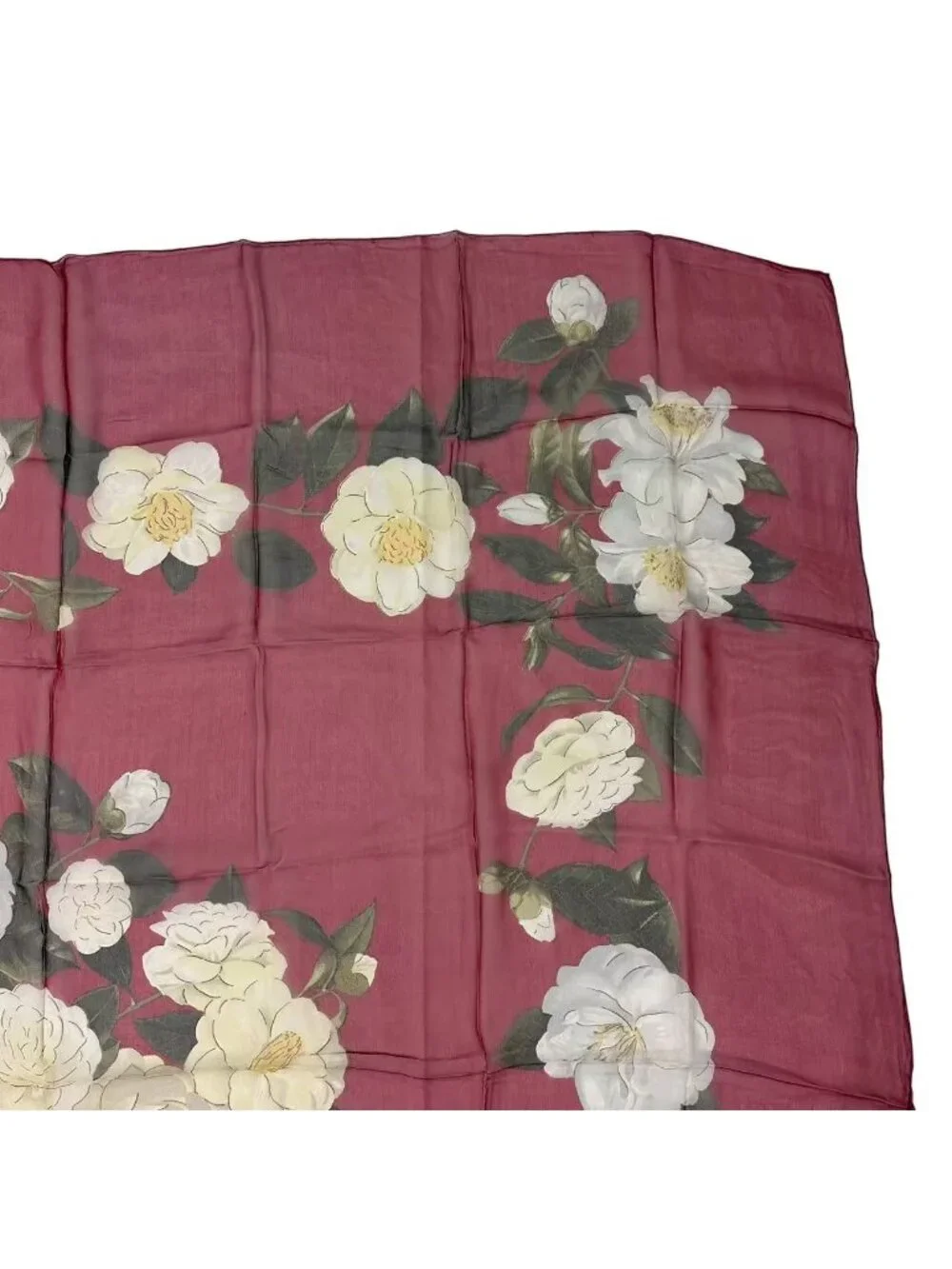 Chanel Scarf Silk Extra Large Camellia Pattern